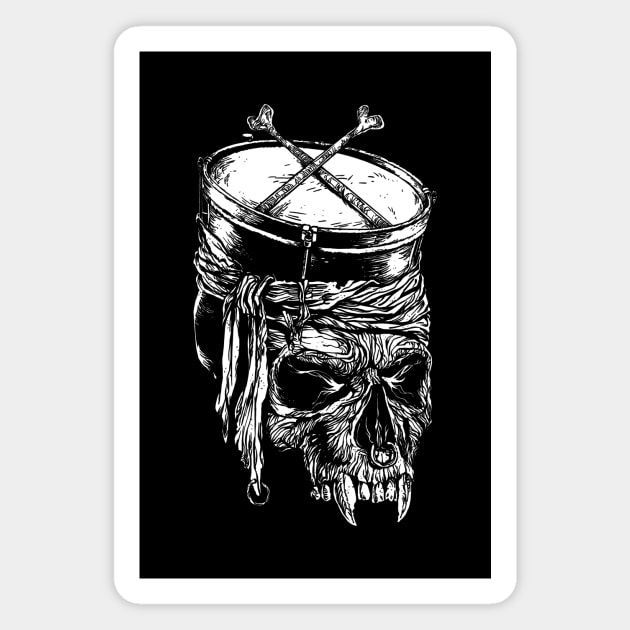 Drum Snare Skull-Metal-Rock-Music Magnet by StabbedHeart